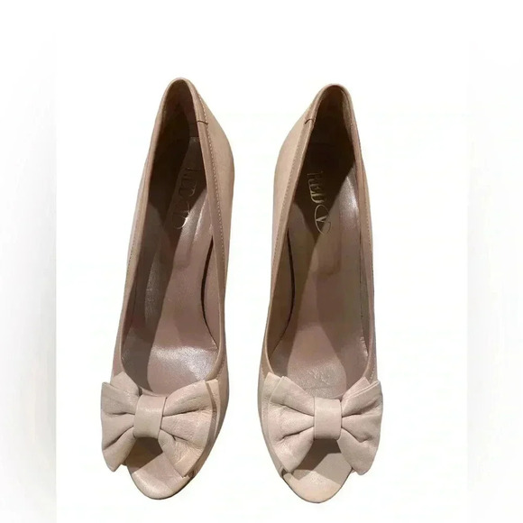 Red by Valentino Peep Toe Pink Leather kitten Heel Shoes Size 9.5 - Picture 6 of 7